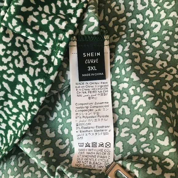 🔴 4/$15 SHEIN Women’s green floral print ruffle sleeve blouse + size 18 in EUC - Picture 11 of 13